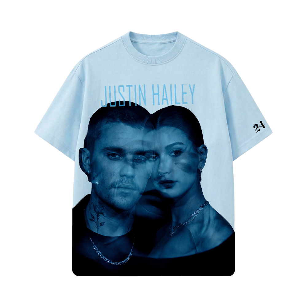 JUSTIN- HaileyXJustin T-shirt(Light Blue)