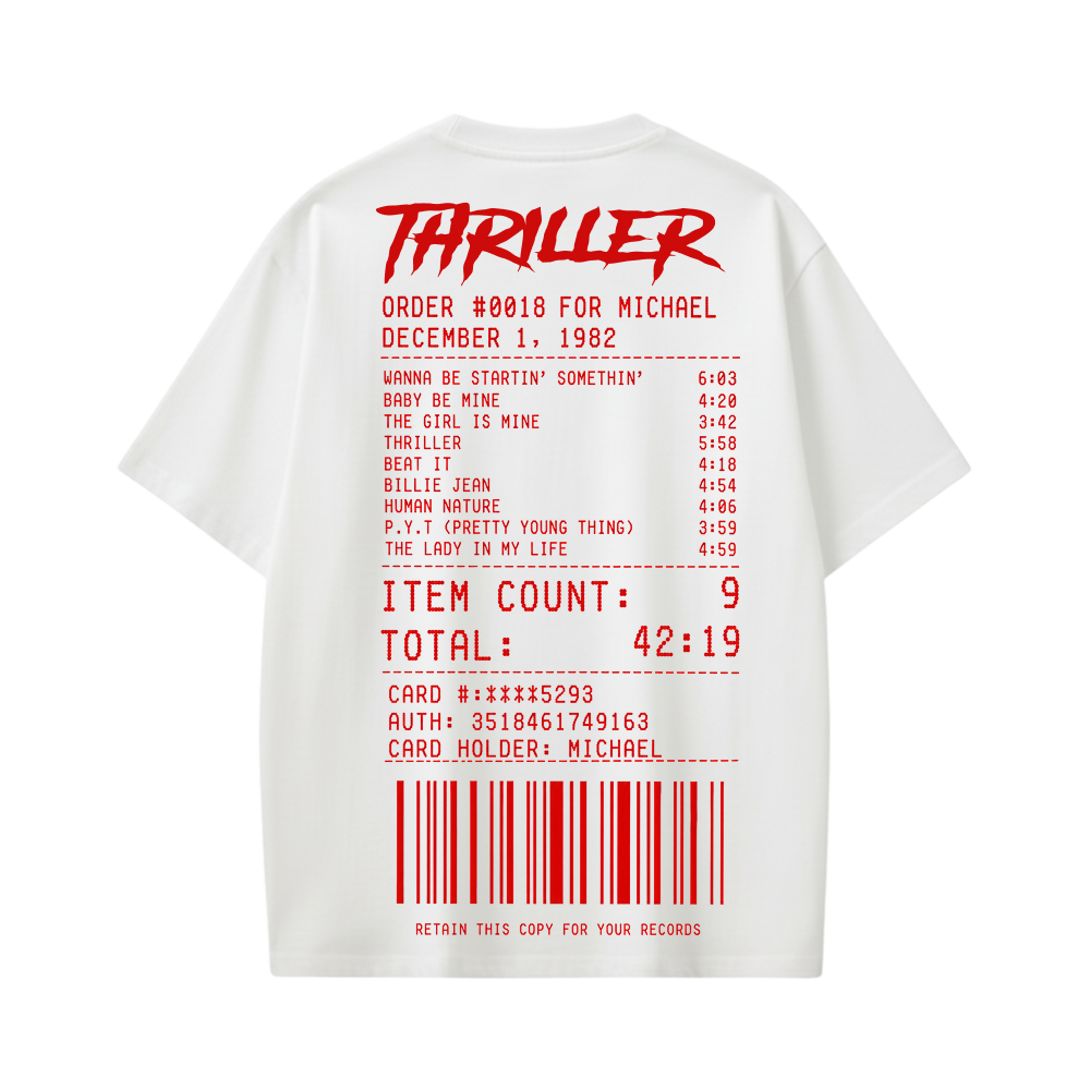 MJ-Thriller tracklist jacket T-shirt(White)