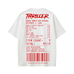 MJ-Thriller tracklist jacket T-shirt(White)